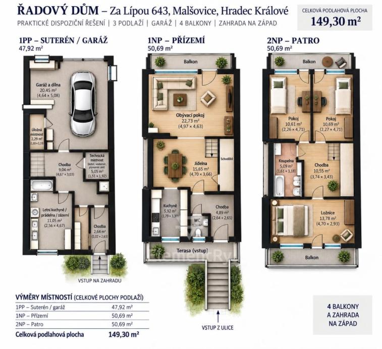Prodej rodinného domu 4+KK se zahradou v klidné části Malšovic 